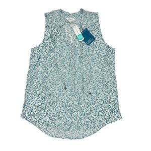 NWT Market & Spruce Stitch Fix Blue Floral Print Ava Tie Neck Sleeve Top